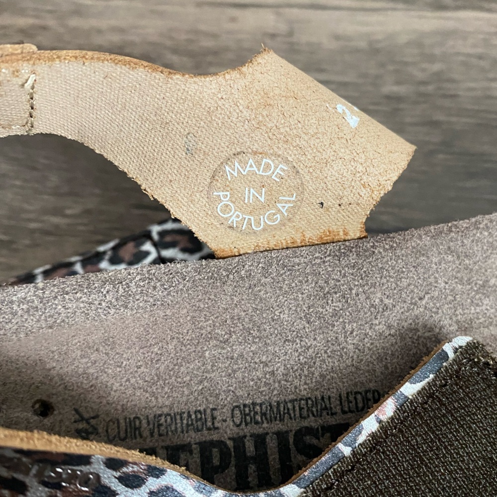 Mephisto Women's Cheetah Hook & Loop Sandals Size 6 Adjustable Leather - Picture 10 of 15
